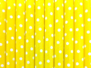 Strohhalme Papier - Gelb mit weißen Punkten - decomazing.com
