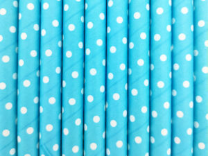 Paper straws – Paper straws – Light blue with white dots - decomazing.com
