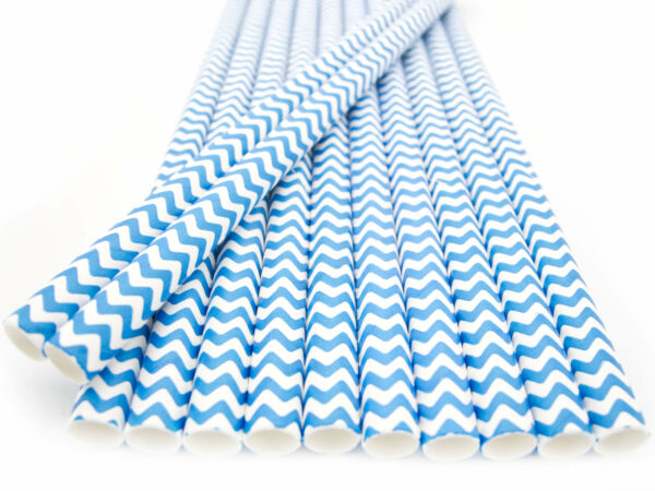 Strohhalme Papier - Blau Weiße Zacken - Details- decomazing.com