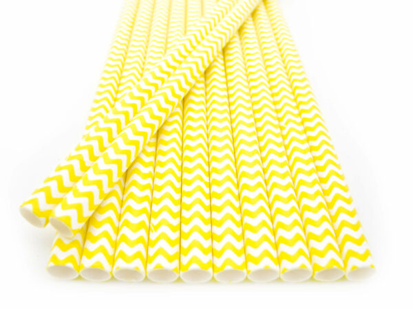Strohhalme Papier - Gelb mit weißen Zacken - Details- decomazing.com