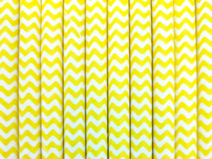 Strohhalme Papier - Gelb mit weißen Zacken - decomazing.com
