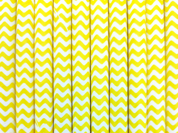 Paper straws – White with yellow waves - decomazing.com