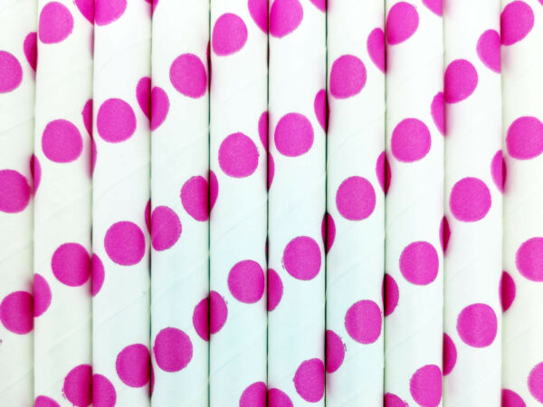 Paper straws – White with pink dots - decomazing.com