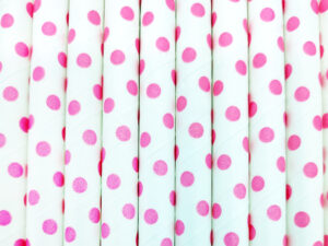 Paper straws – White with light pink dots - decomazing.com