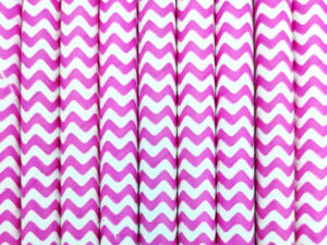 Paper straws – White with pink waves - decomazing.com