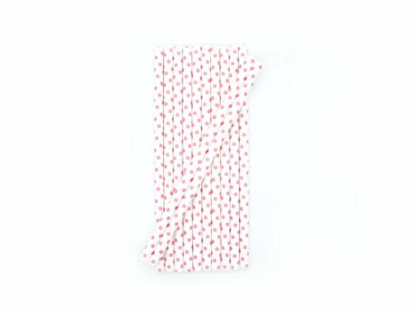 Strohhalme Papier - Weiß mit pinken Punkten - Cocktails - decomazing.com