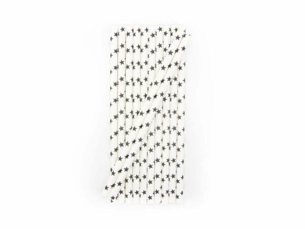 Strohhalme Papier - Weiß mit schwarzen Sternen - Cocktails - decomazing.com