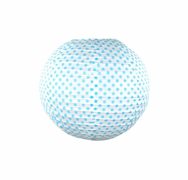 Papierlaterne - Weiss blaue Punkte - decomazing.com