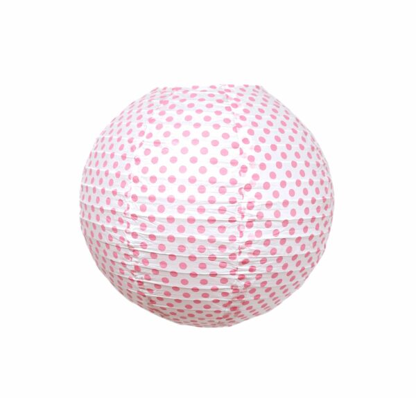 Paper lantern 25cm – White with Pink Dots - decomazing.com